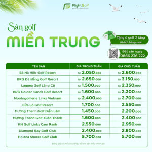 Bảng giá tháng 5 hệ thống các sân golf miền Bắc