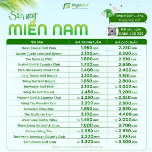 Bảng giá tháng 5 hệ thống các sân golf miền Bắc