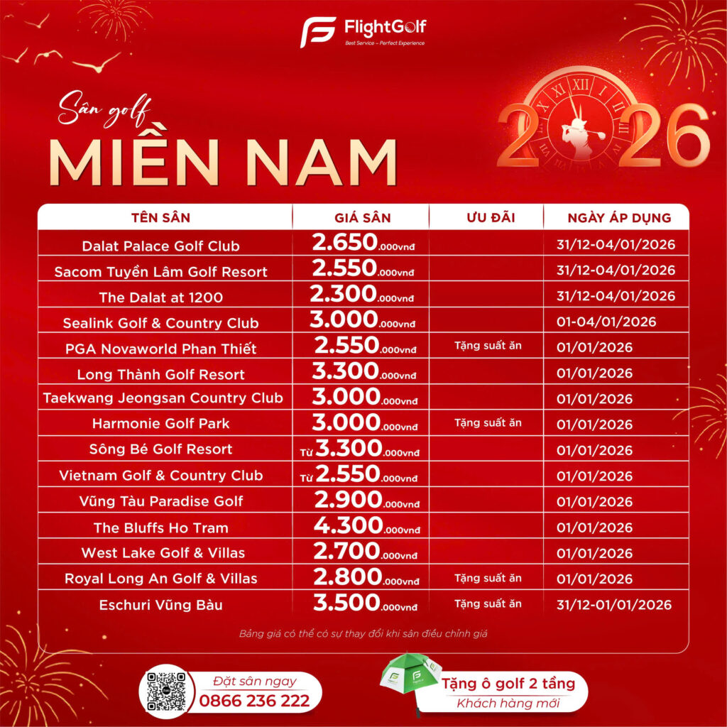 bảng giá golf Tết Dương lịch