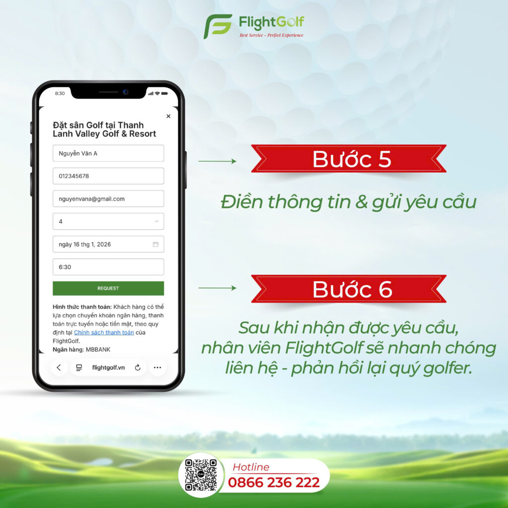 Đặt sân golf qua website
