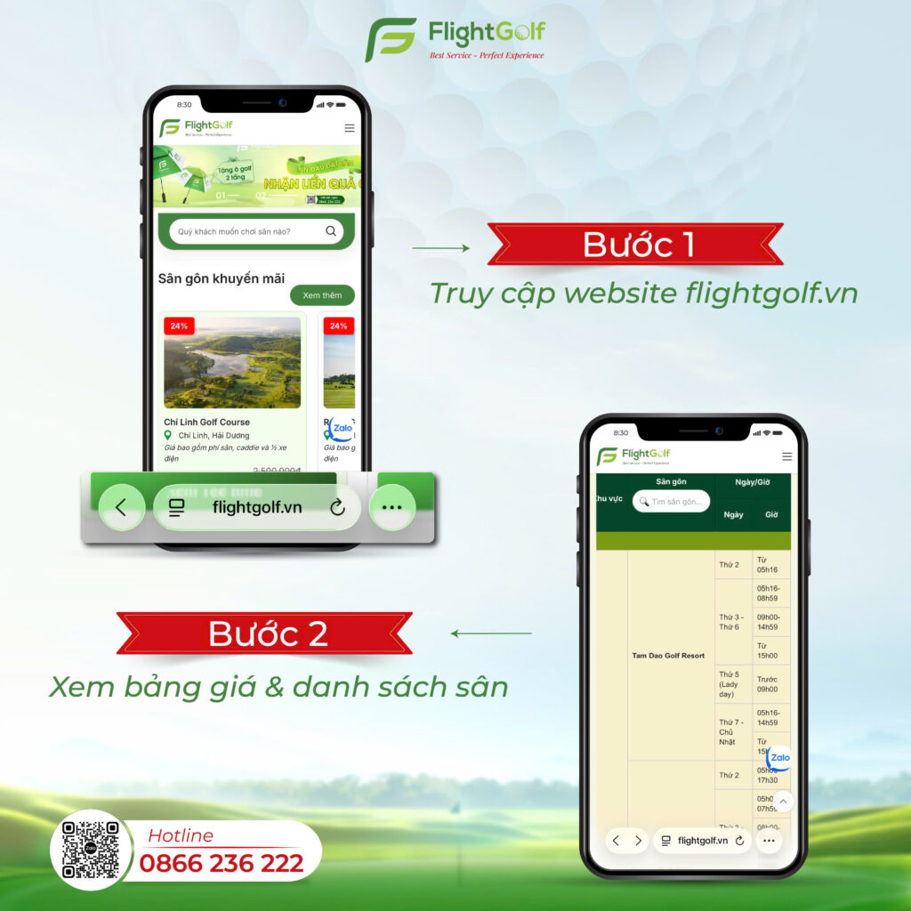Đặt sân golf qua website
