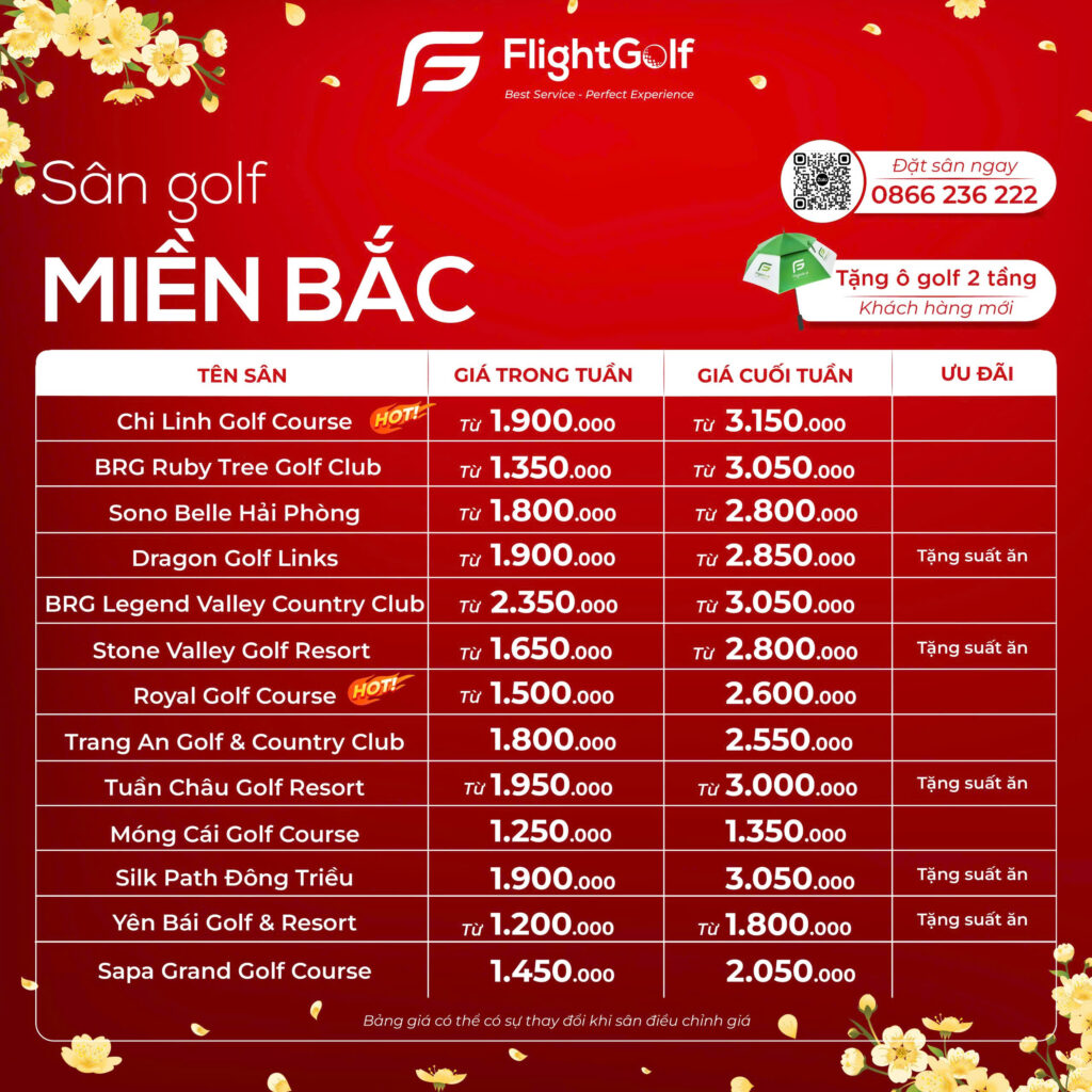 Bảng giá ưu đãi sân golf tháng 2