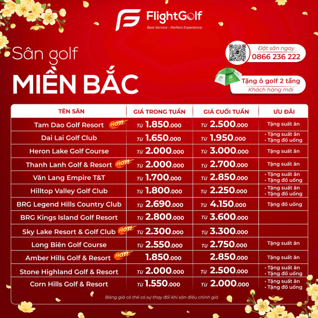 Bảng giá ưu đãi sân golf tháng 2