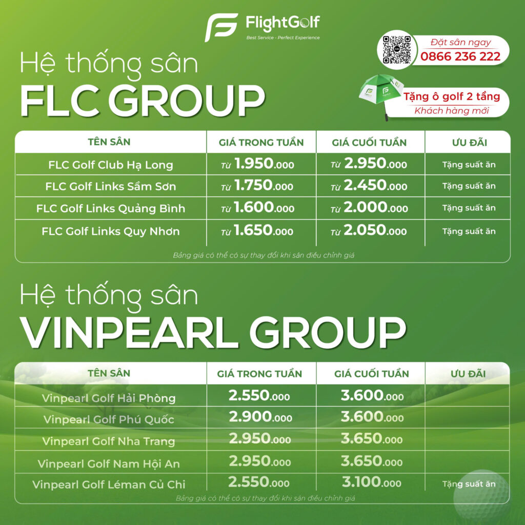 Bảng giá sân golf tháng 3
